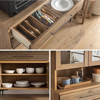 大川家具 木製キッチンカウンター 食器棚 キッチンカウンター 食器棚 幅140cm 高さ100cm モイス付き